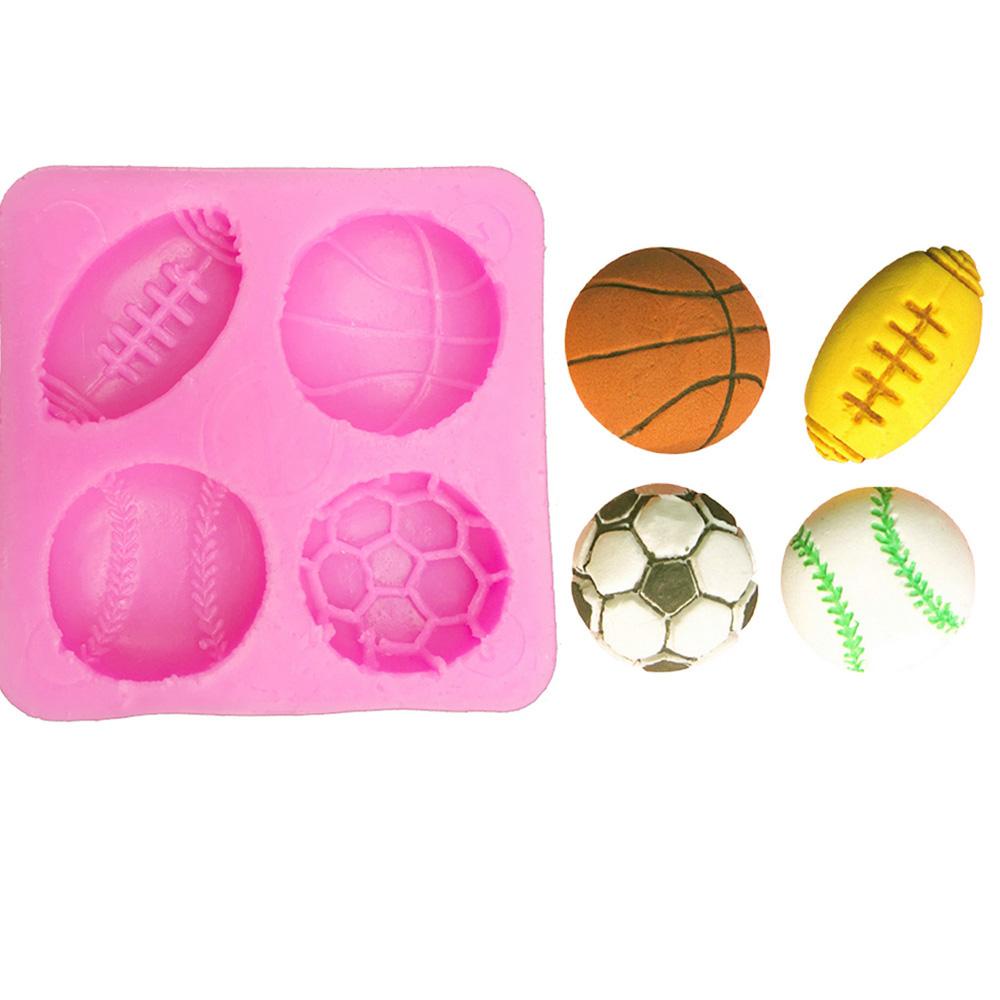 [Elegan] Cetakan Fondant DIY Sabun Rugby Lilin Baseball Basket Sepak Bola Pembuatan Coklat