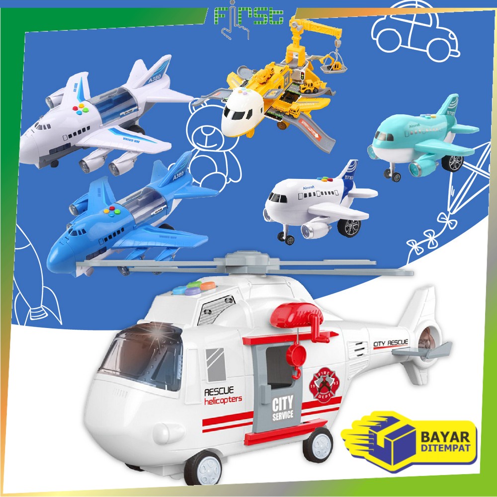 FH-M226 M229 Mainan Pesawat Terbang Inersia / Maenan Anak DIY Helicopter Bongkar Pasang Mobil / Plan