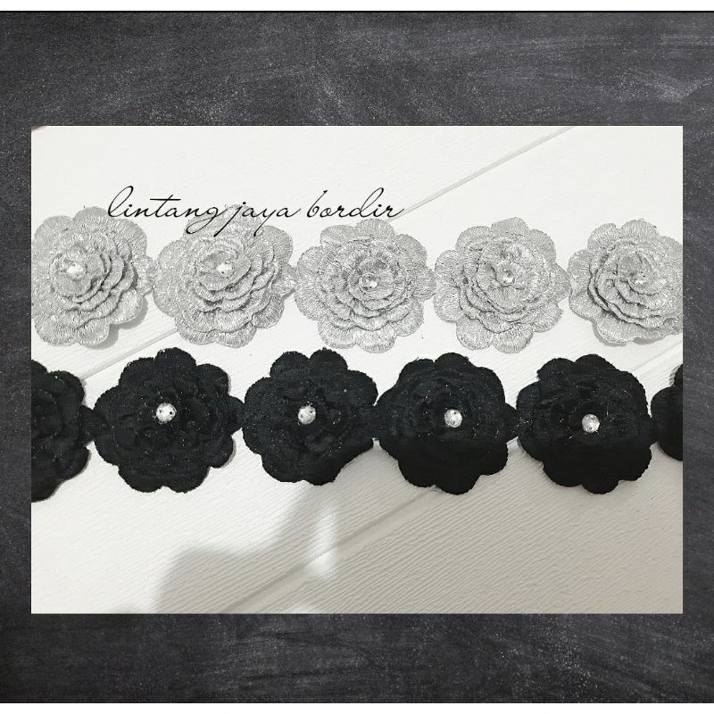 renda bordir bunga 3d aplikasi