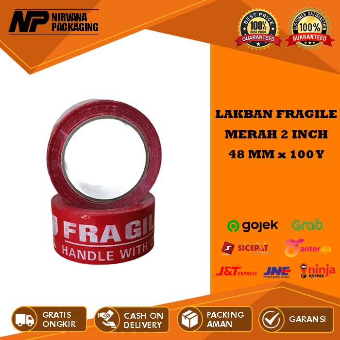 

LAKBAN FRAGILE 2 INCH - 48 MM X 100 YARD MERAH KUALITAS DAIMARU