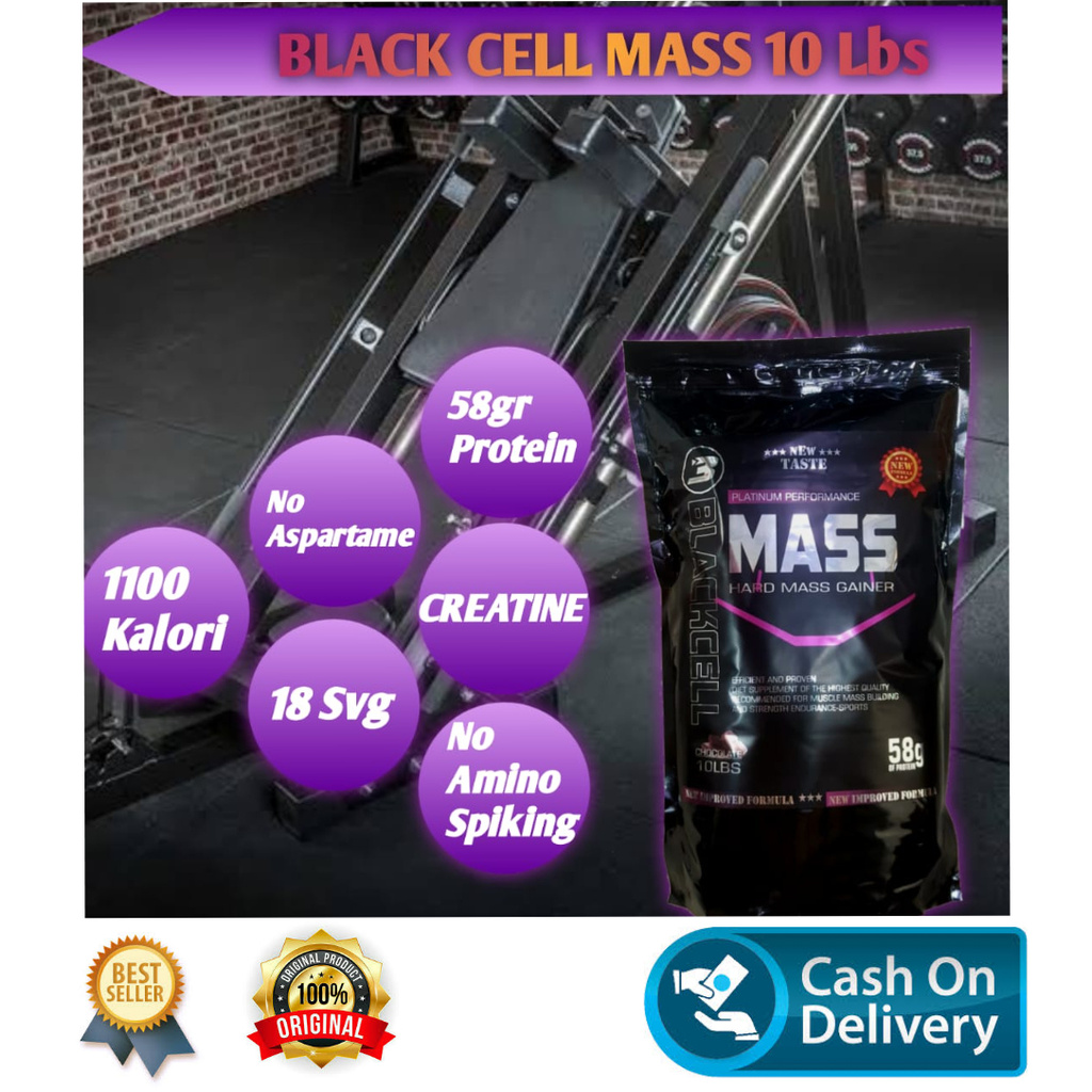 SUSU GYM MASS GAINER BLACK CELL 10 LBS CHOCOLATE SUPLEMEN FITNESS