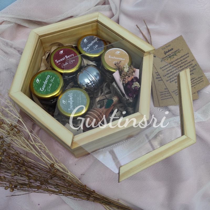 Gift Box Kayu Segi 6 Kotak Hampers Kayu Hexagonal Kotak Mahar Kotak Seserahan Kayu Kotak Kado Kayu