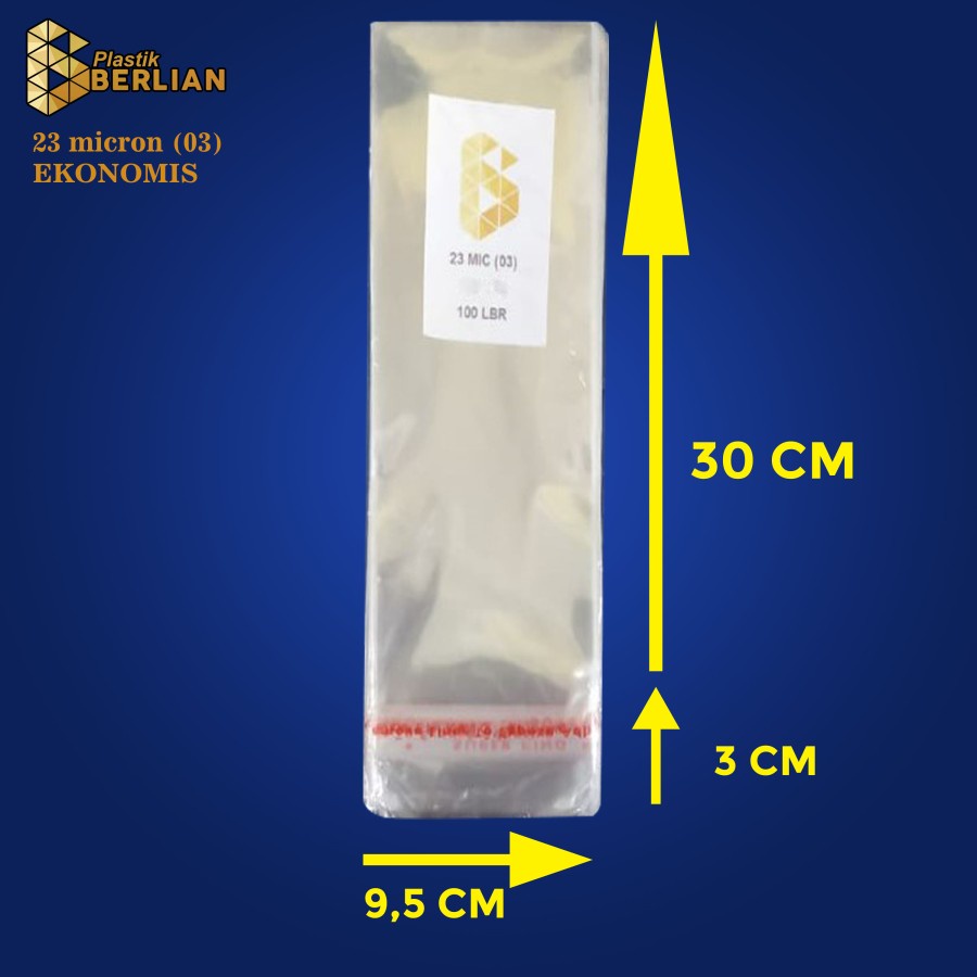 

9,5 x 30 cm Plastik OPP EKONOMIS 23micron (100 lbr) (lem/seal)