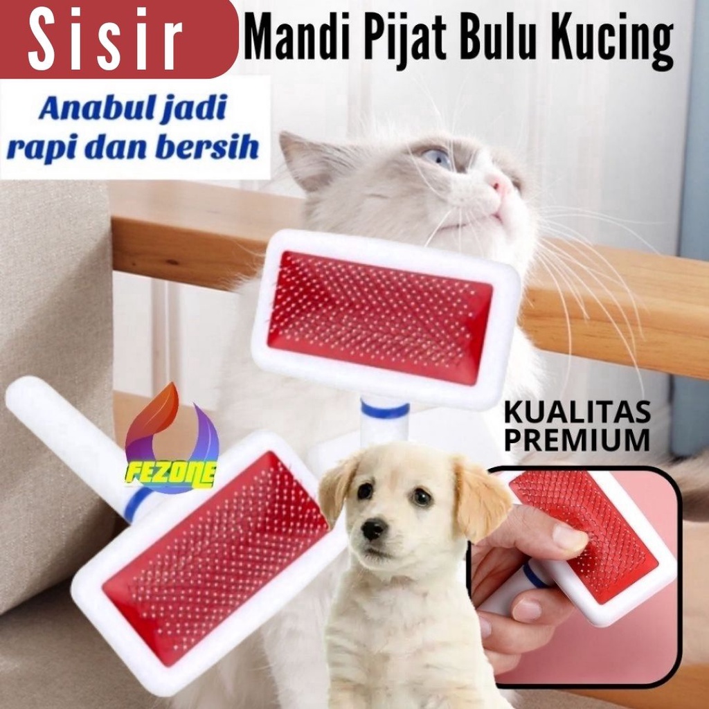 Sisir Grooming Sisir Mandi Pijat Kucing Anjing Kelinci Musang Kotak Pet Brush Untuk Bulu Rontok Bebas Kusut FEZONE