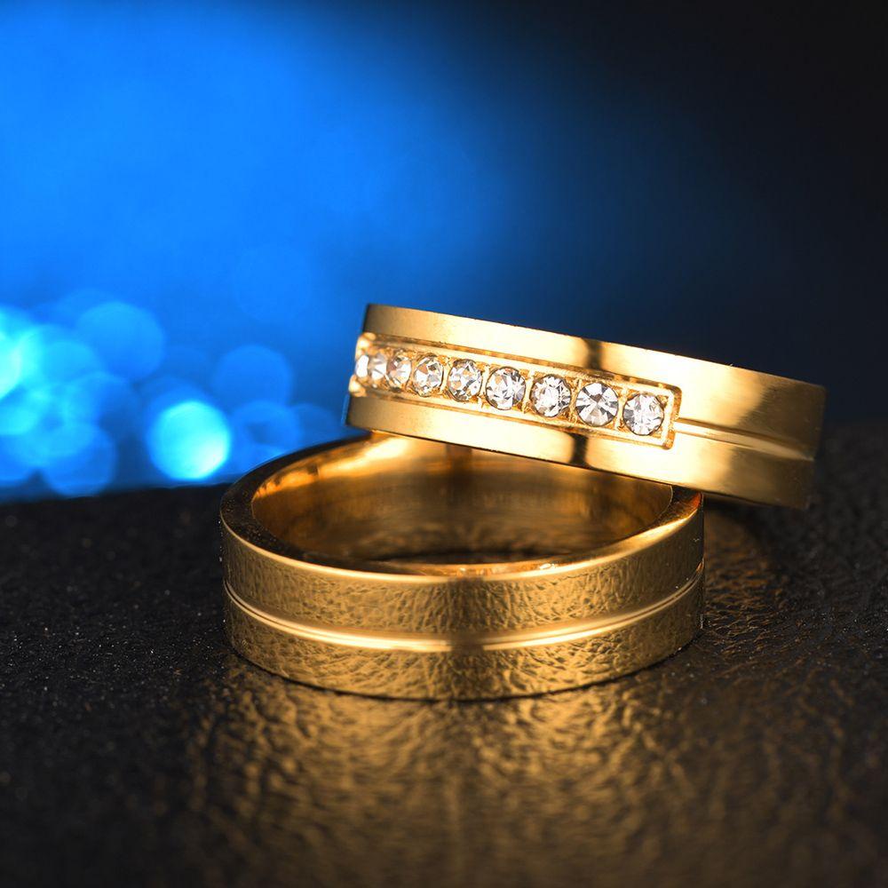 CHOOKYY Cincin Band Kawin New Cubic Zirconia Golden Silver AAA CZ Lapis Emas 18K