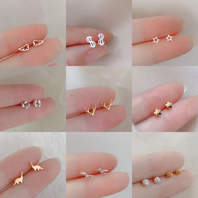 Magic789 Lovely Girls S925 Silver Candy Heart Butterfly Stud Earrings for Women Fashion Ear Jewelry