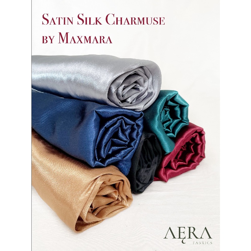 1 meter Bahan Kain Satin Silk Kilap Premium/ Charmuse luxury edisi Bold