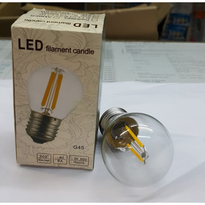 Lampu LED Fillament Vintage Bulat Kecil 2Watt E27 (Cahaya Kuning) P45