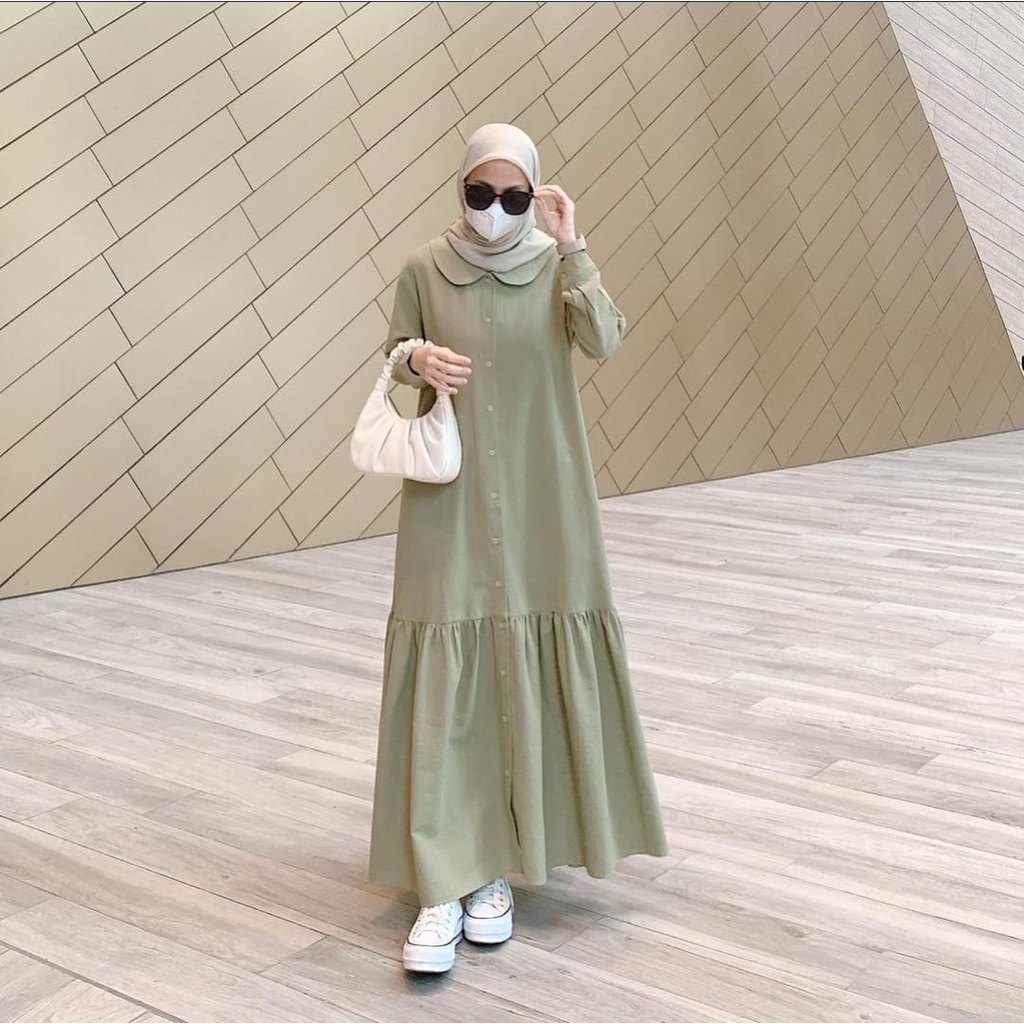 Jual Dress Kekinian Dress Muslimah Kondangan OOTD Hijab Korean Style Baju Gamis Lebaran