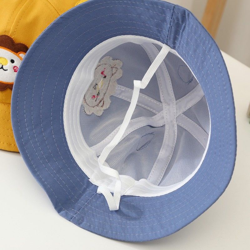 TOPI BABY BUCKET HAT BABY SINGA LION BORDIR TOPI BUCKET ANAK LUCU UNISEX MOTIF 0 - 2 TAHUN