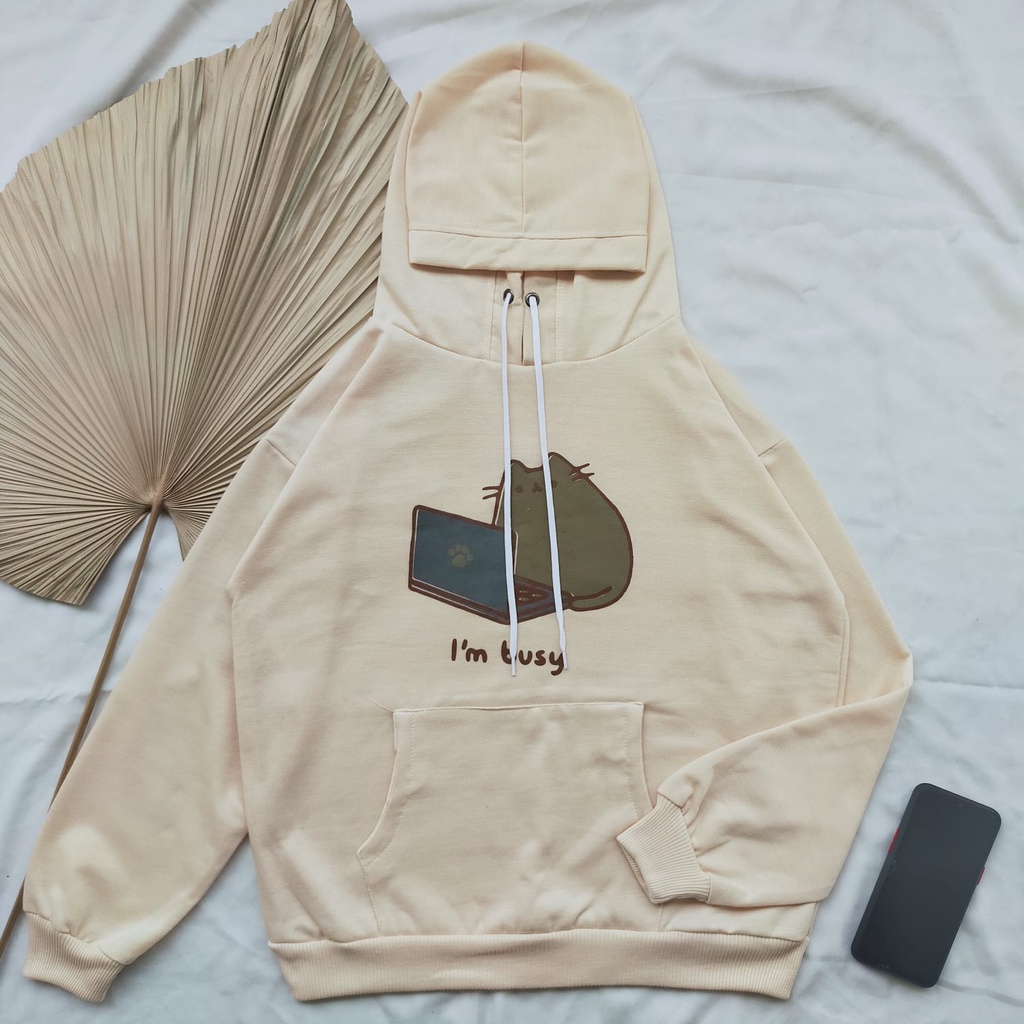 Im Busy Cat Hoodie / hoodie wanita / hoodie pria / sweater wanita / sweater pria / swater oversize /