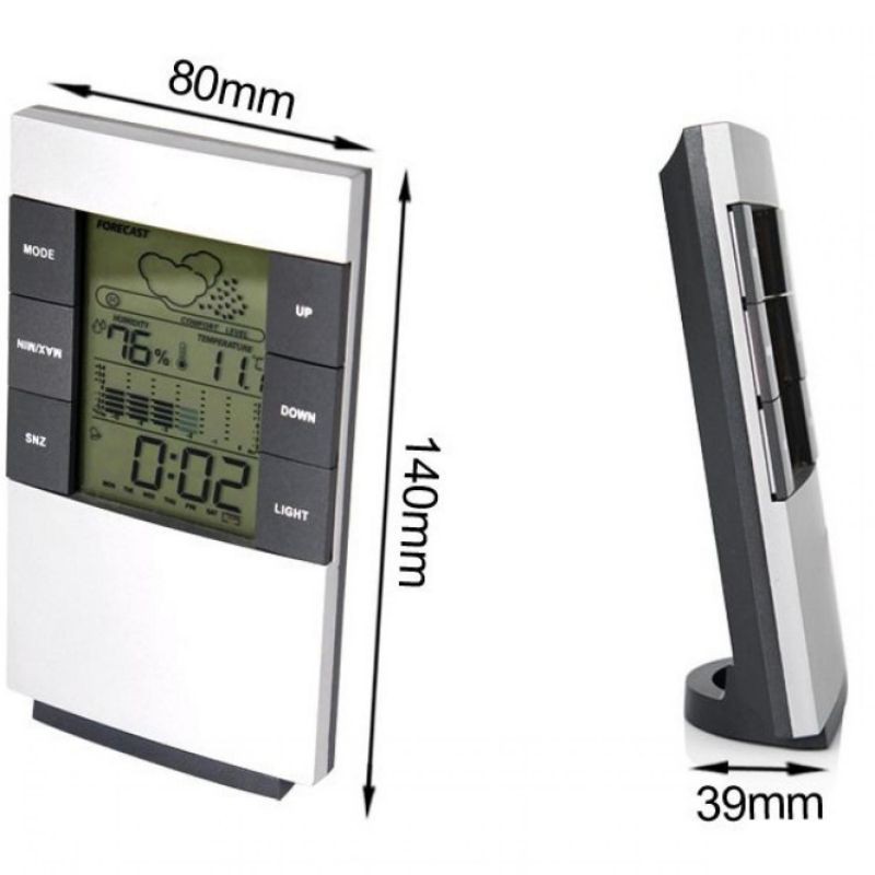 Alat Ruangan Termometer Weather Station Humidity Temperature Alarm Desk Clock / Jam Alarm