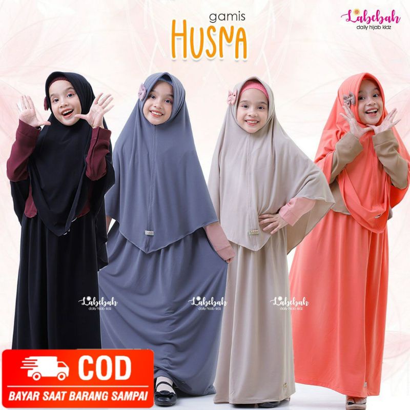 LABEBAH || GAMIS POLOS ANAK PEREMPUAN BAHAN JERSEY KOMBINASI AUDI TWILL LONG DRESS MUSLIMAH SYARI MO