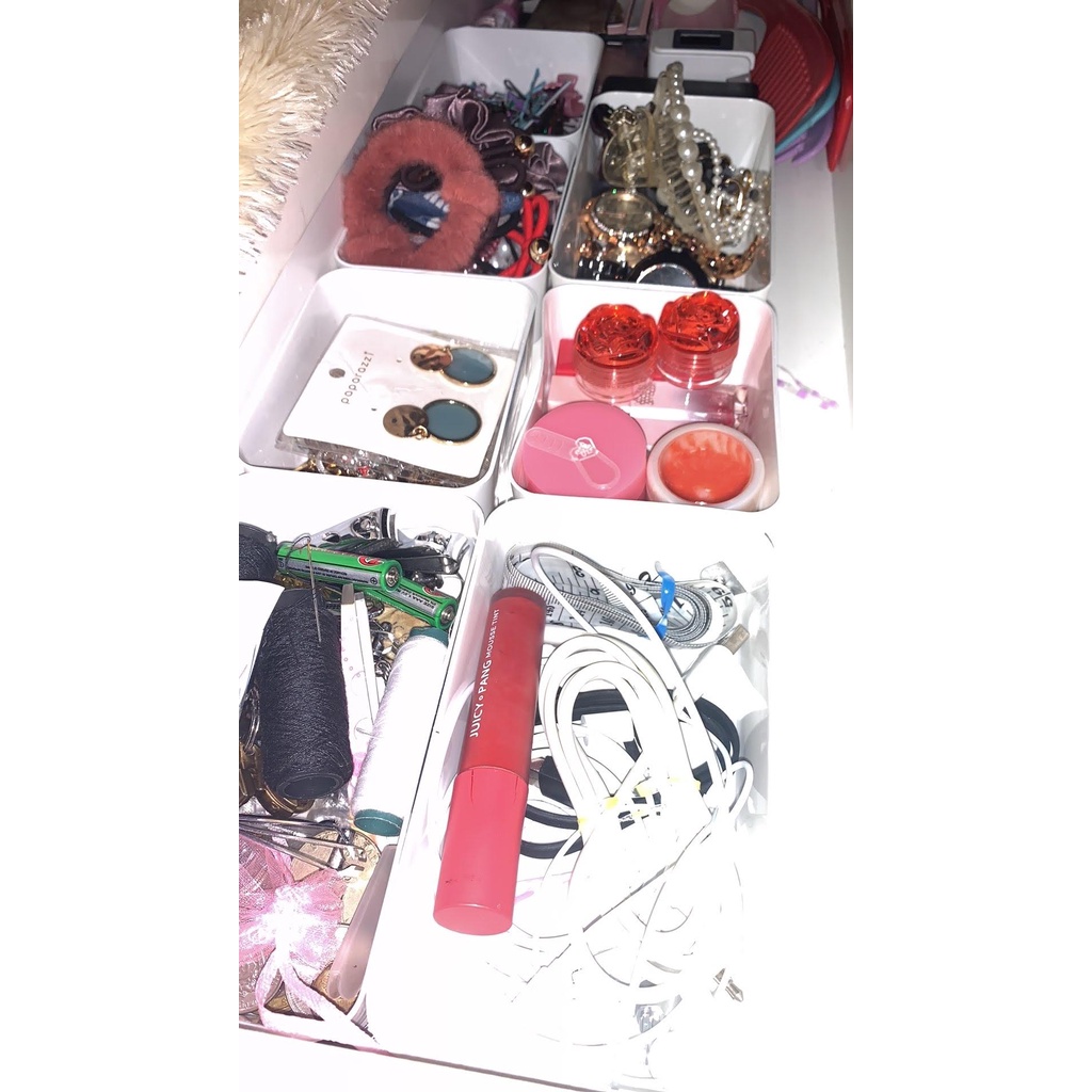 Kotak Wadah Tempat Penyimpanan Lipstick Make Up Manik Aksesoris Benang Kancing Mur Baut Perkakas Sendok Pensil Pulpen Kancing Storage Box Plastik Serbaguna Kotak Aesthetic Pembatas Organizer Kosmetik