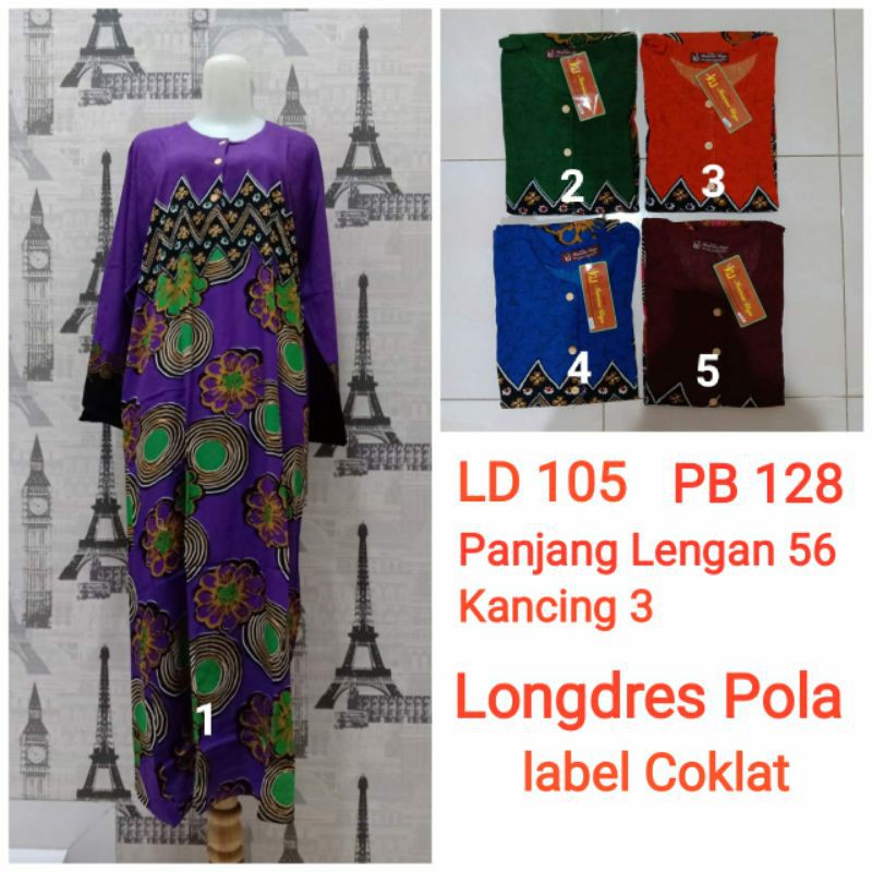 Longdres Pola Kencana Ungu LD 100-105cm