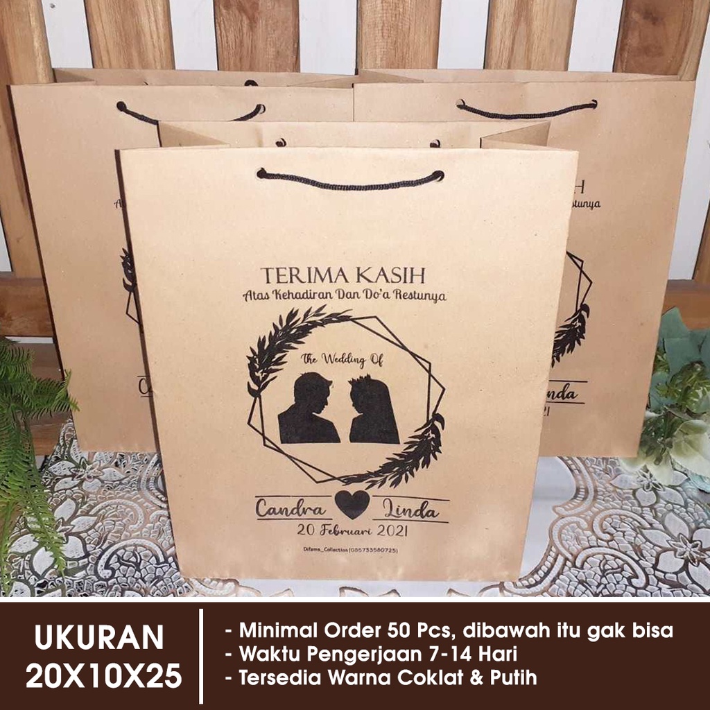 

ORDER PAPERBAG DIBAWAH 120 PCS | Paper Bag Acara Pesta Pernikahan Ukuran 20x10x25cm