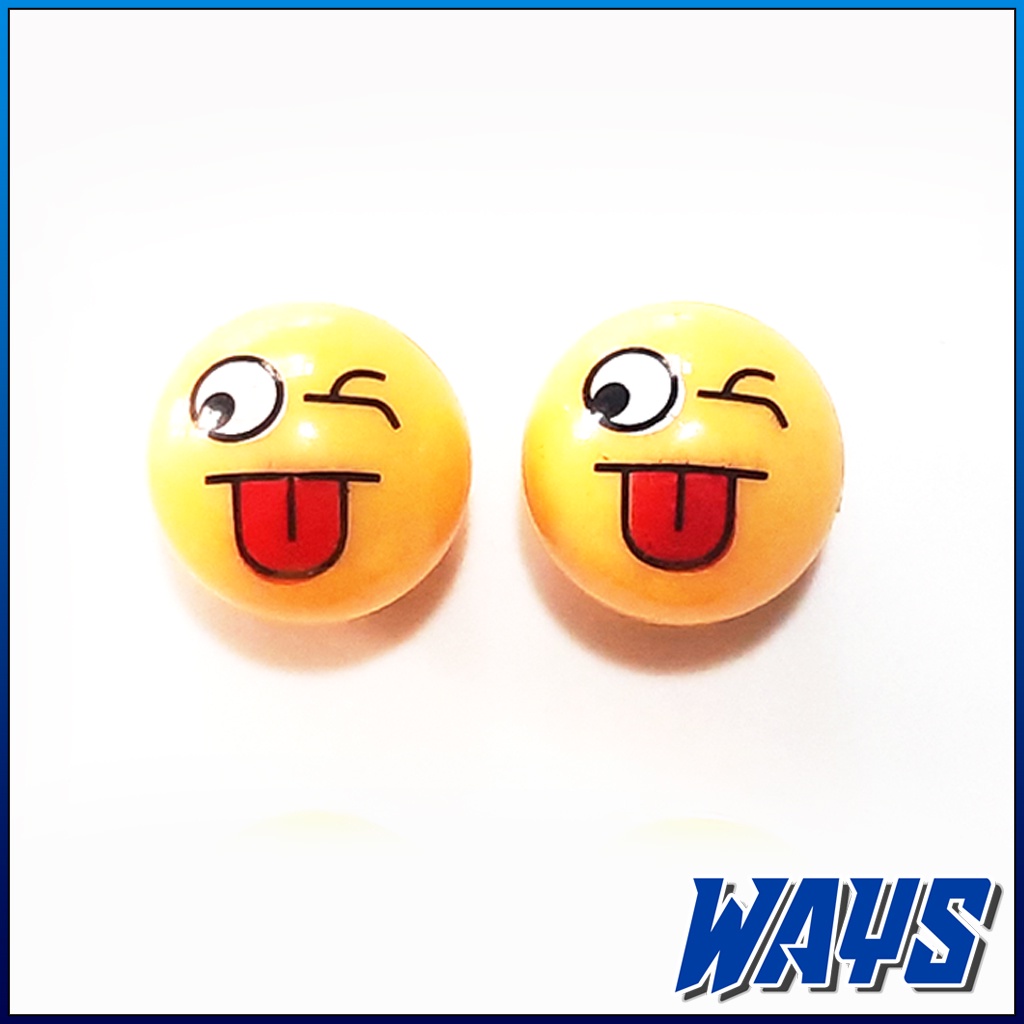 Z133 | 2pcs Tutup Pentil Ban Bentuk Emoticon Smile Bola Mata 8 Ball Sepeda Motor Mobil Universal