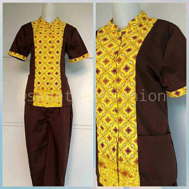 Baju suster nanny babysitter seragam uniform batik yellow