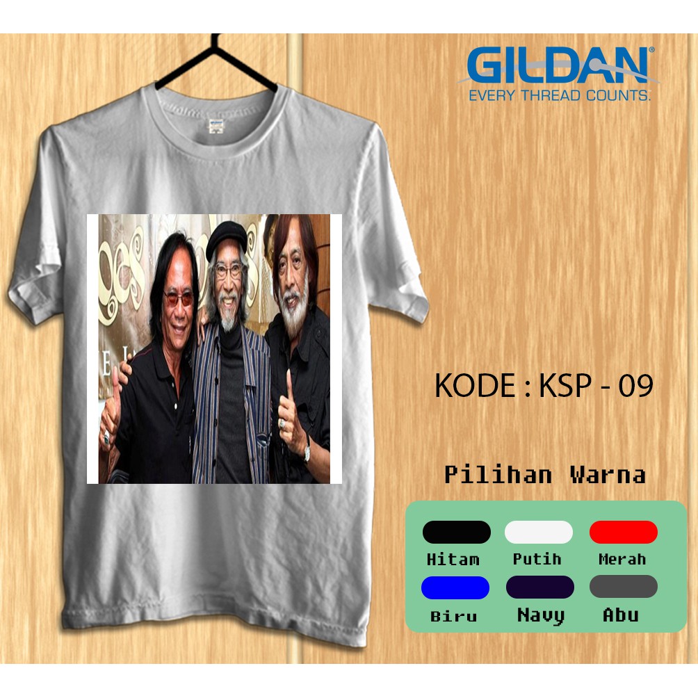 Kaos Gildan Softstyle musisi sesepuh Koes Plus penyanyi legenda Indonesia tahun 60an
