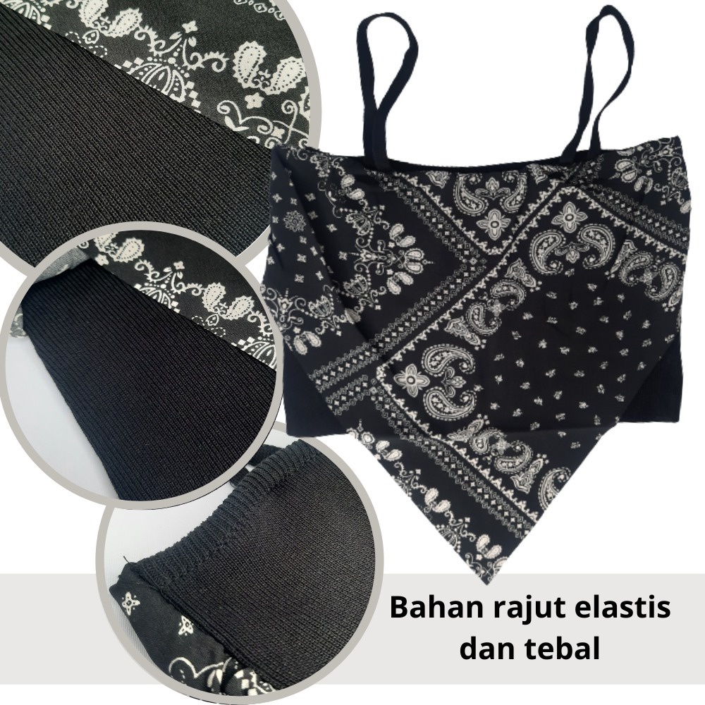 Tank Top Scarf Bandana Korea Tanktop Scarf Crop Top Tank Top Motif Ethnic Scarft-1