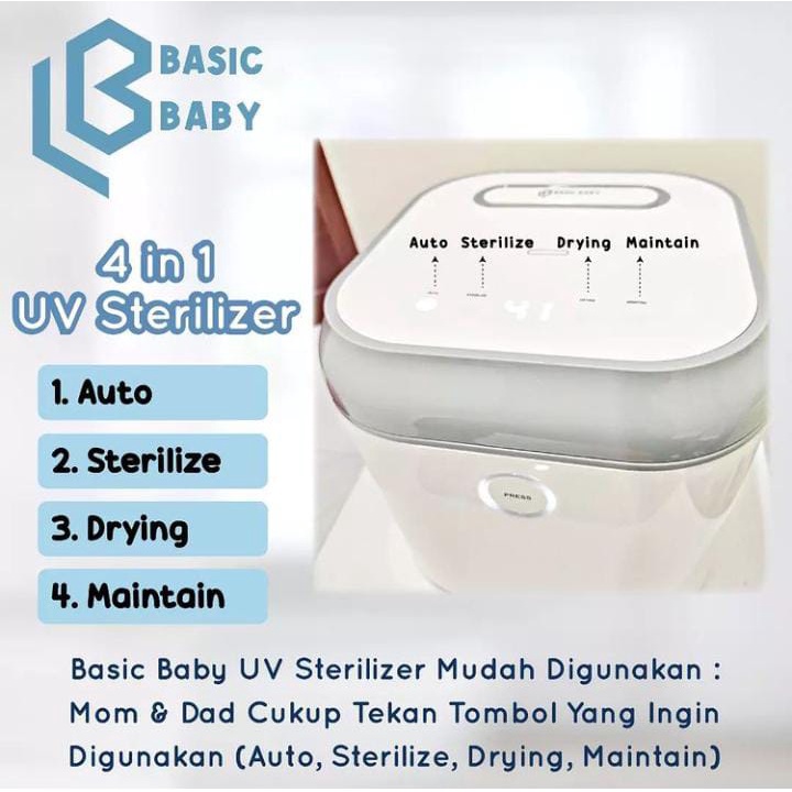 BASIC BABY BOX MULTI FUNCTIONAL UV STERILIZER - STERIL BOTOL UV BAYI (Mesin Steril UV untuk Botol Susu Perlengkapan Bayi dengan Dryer Sterilisasi)