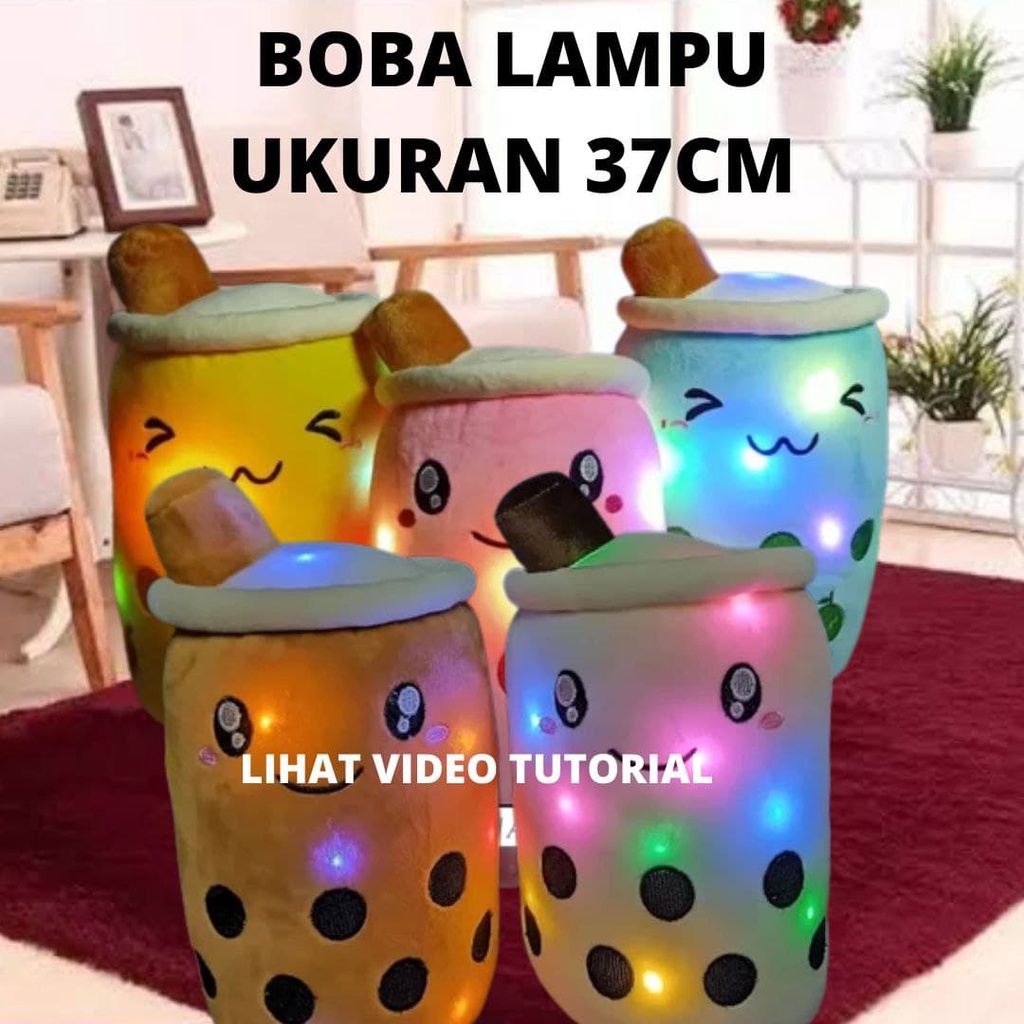 Boneka Boba Jumbo Lampu Led Bubble Milk Tea Pearl Brown Sugar 37cm Nanas Strawberry Anggur Jeruk Ape