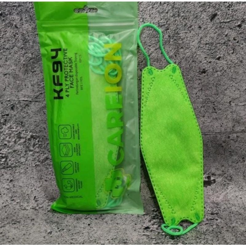CAREION MASKER KF94 10 PC - MASKER KF94 4PLY CAREION KEMENKES HIJAU