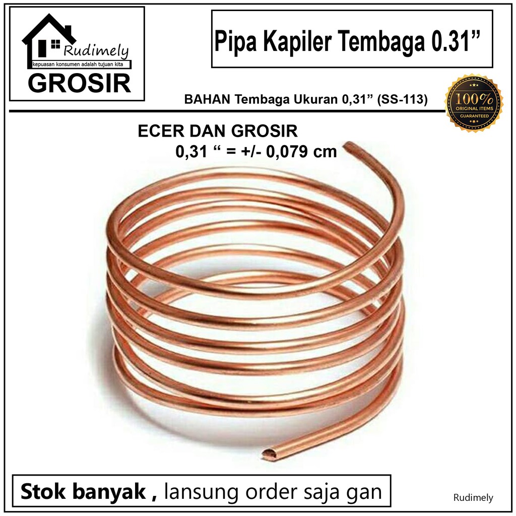 GROSIR Pipa Kapiler AC BAHAN TEMBAGA SS-113 Ukuran 0,031&quot; METERAN