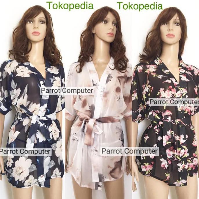Terlarisseller# Lingerie Bathrobe 1528 Lingeri Kimono Wanita Baju Tidur Murah Seksi