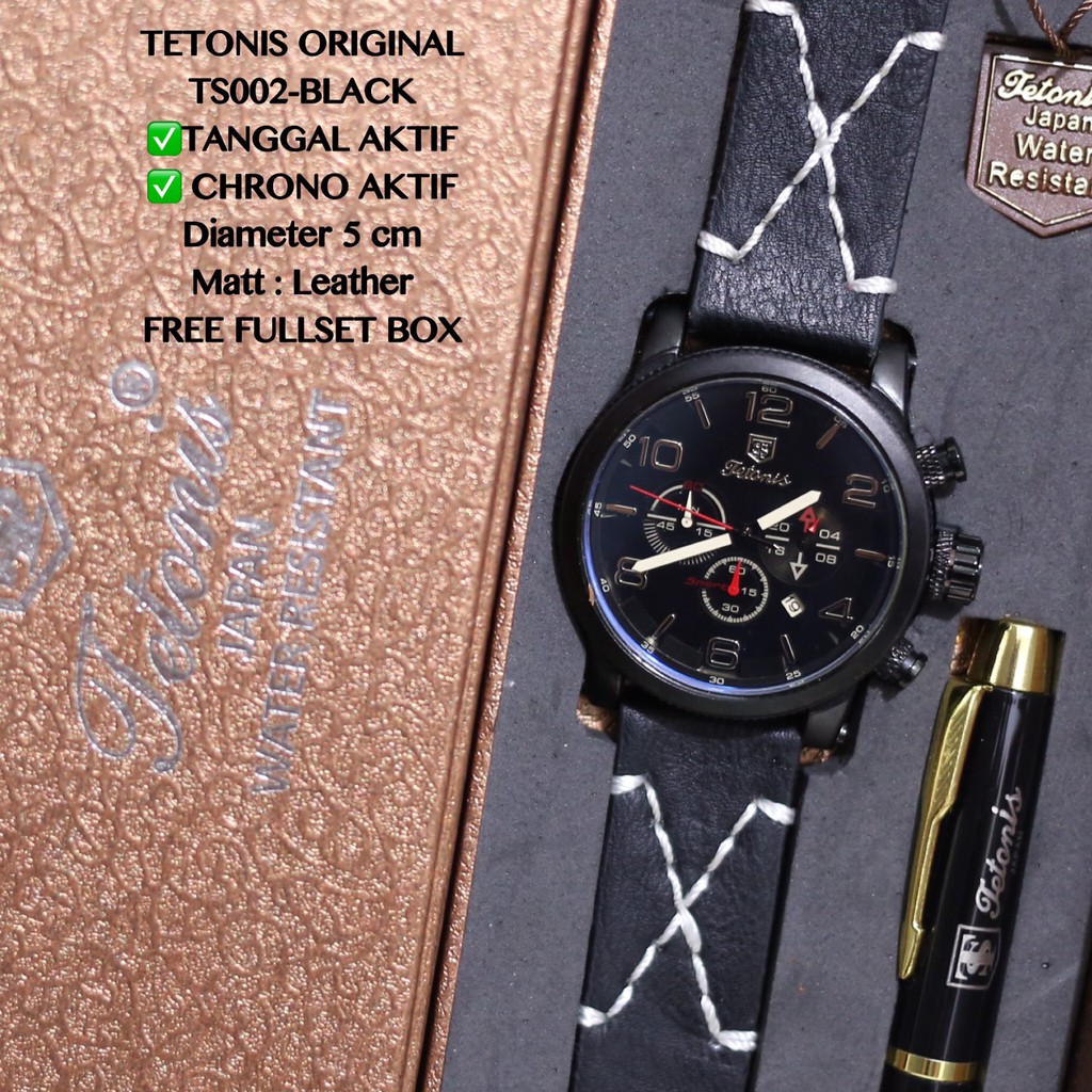 Jam tangan pria original TETONIS fullset box dan puplen kado ultah souvenir grosir TS