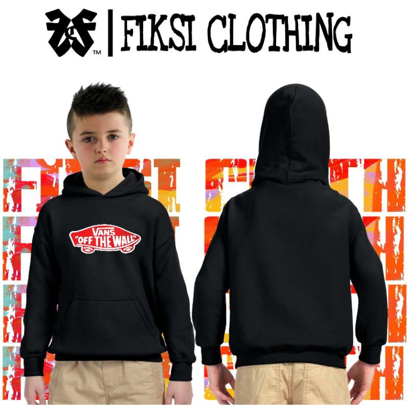 Jaket Sweater Hoodie Anak Vans Off The Wall Red Logo - Fiksi Clothing