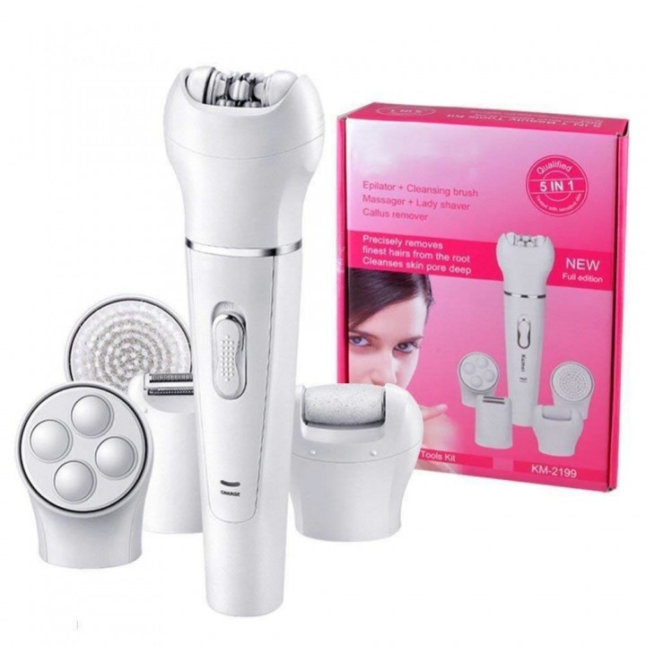 KEMEI KM-2199 5 in 1 Rechargeable Lady Epilator Shaver Tool Sets