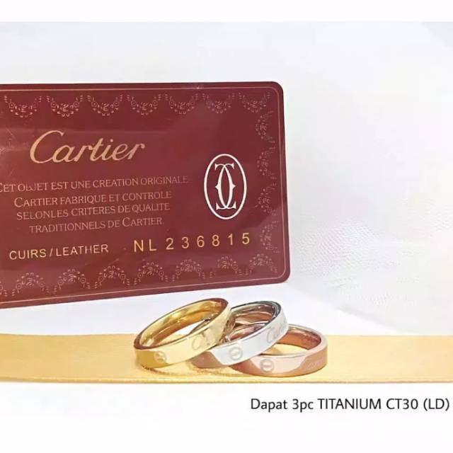 Cincin Cartier 3 Warna Titanium Anti Karat