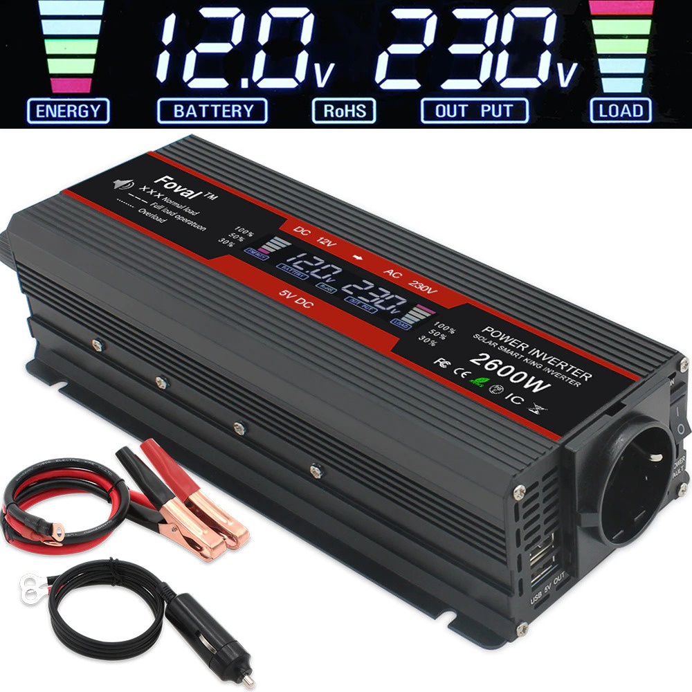 Car Power Inverter DC 12V to AC 230V 1500W with 2 USB Port Msw F01500