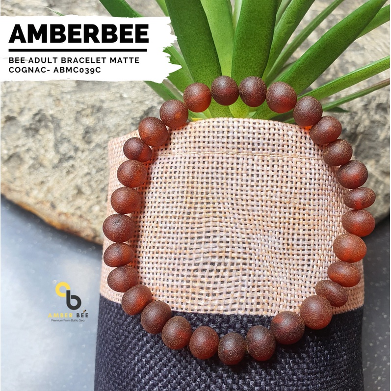 Gelang Amber Dewasa Premium Baltic Dark Color BGMC039 Stretchy By Amber Bee