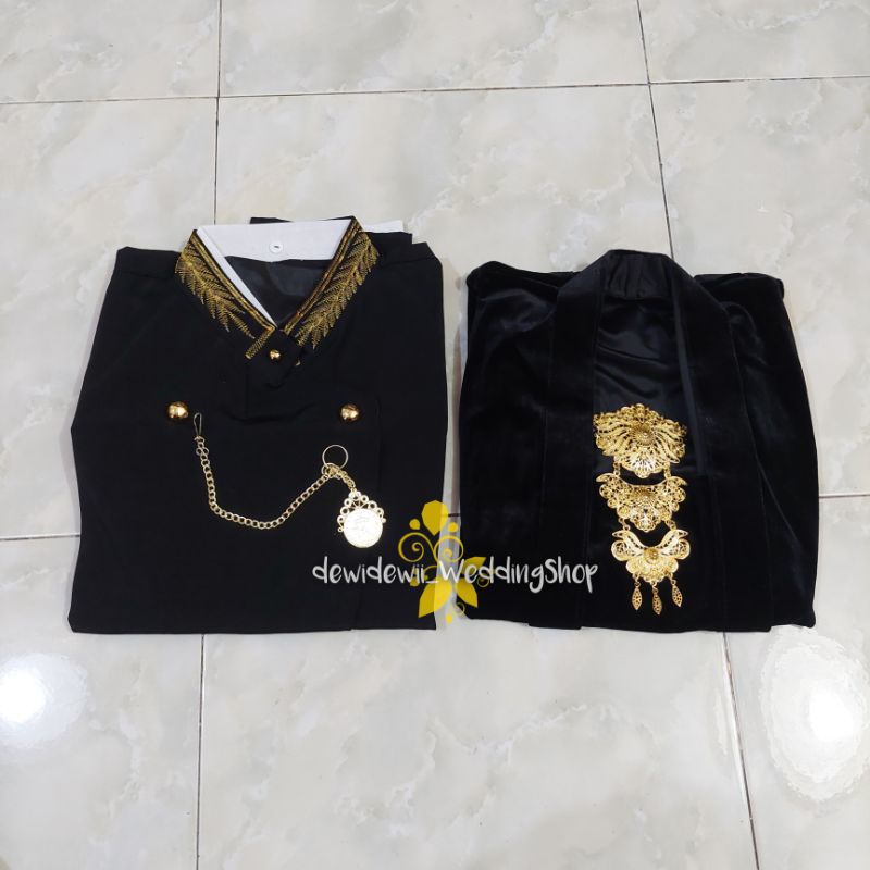 Baju Couple Adat Jawa - Baju Prewedding (Hitam Bordir - Wahyu)