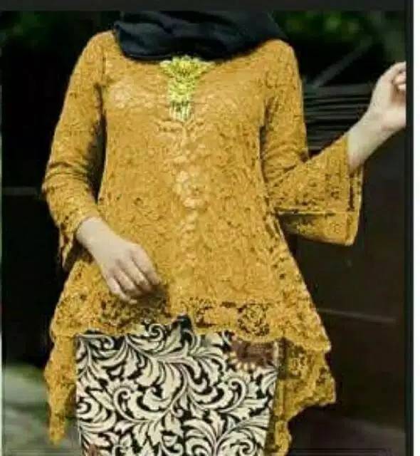 Atasan kebaya brukat rinjani / kebaya brokat wisuda / gold / mustard / navy / maroon / dusty