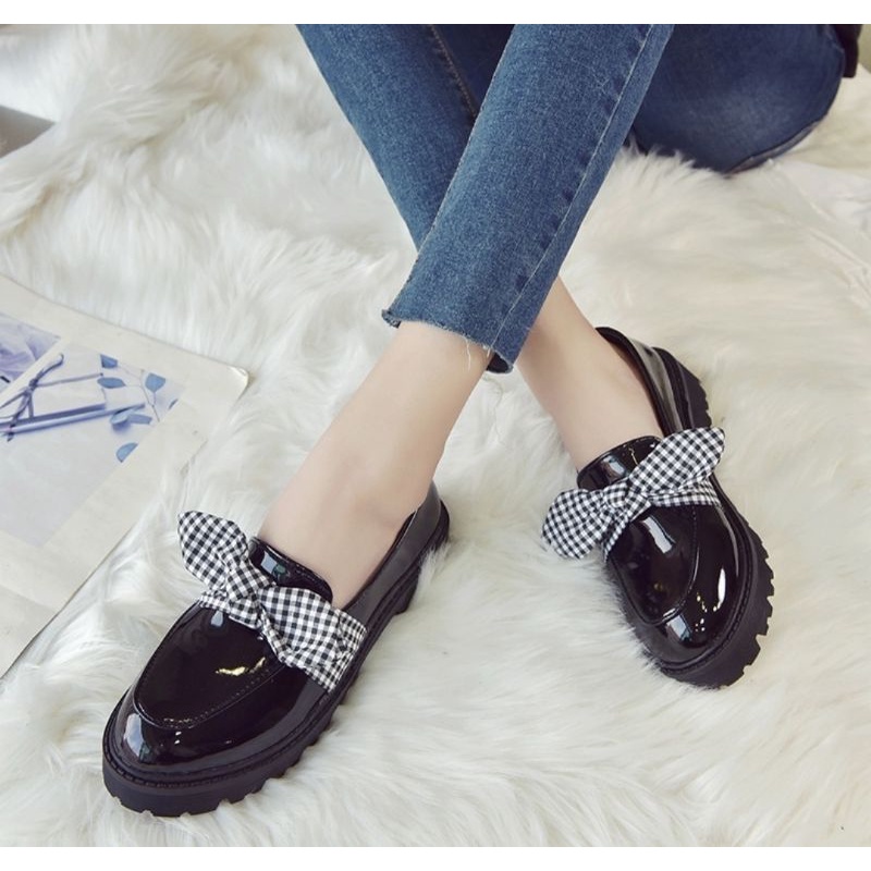 Sepatu Docmart Wanita Pita Kotak Terbaru / Sepatu Oxford Kulit Wanita Slip On Kasual Terlaris / Sepatu Masya / Bisa Cod