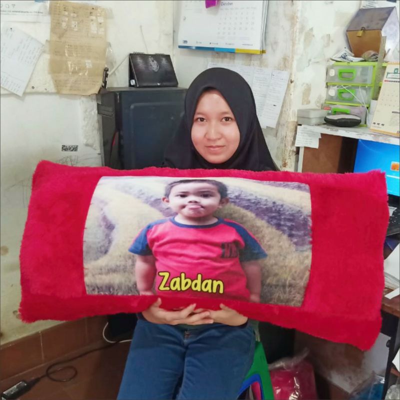 0Bantal Foto Cinta Custom Bulu Rasfur 80x40 cm 1 HARI JADI !!