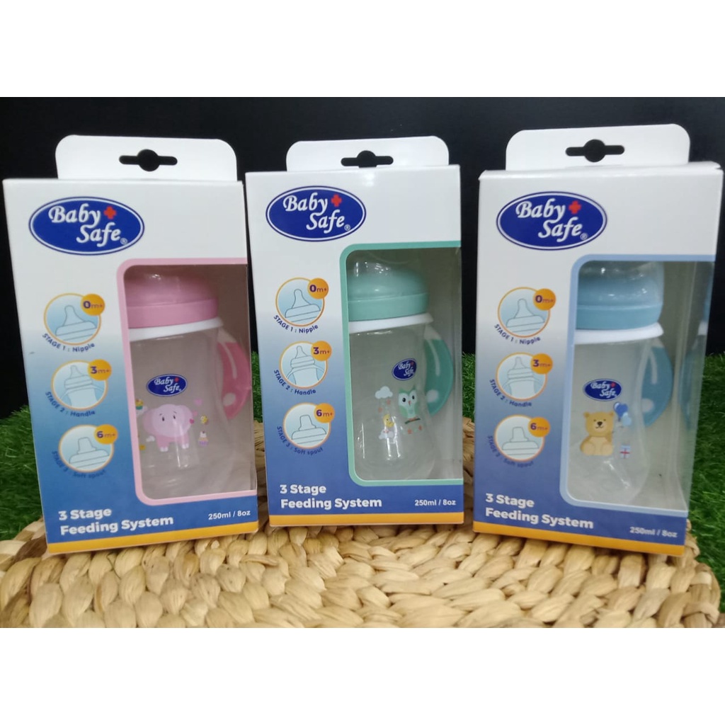 Baby Safe Botol Wide Neck 3 Stage Feeding System 250ml