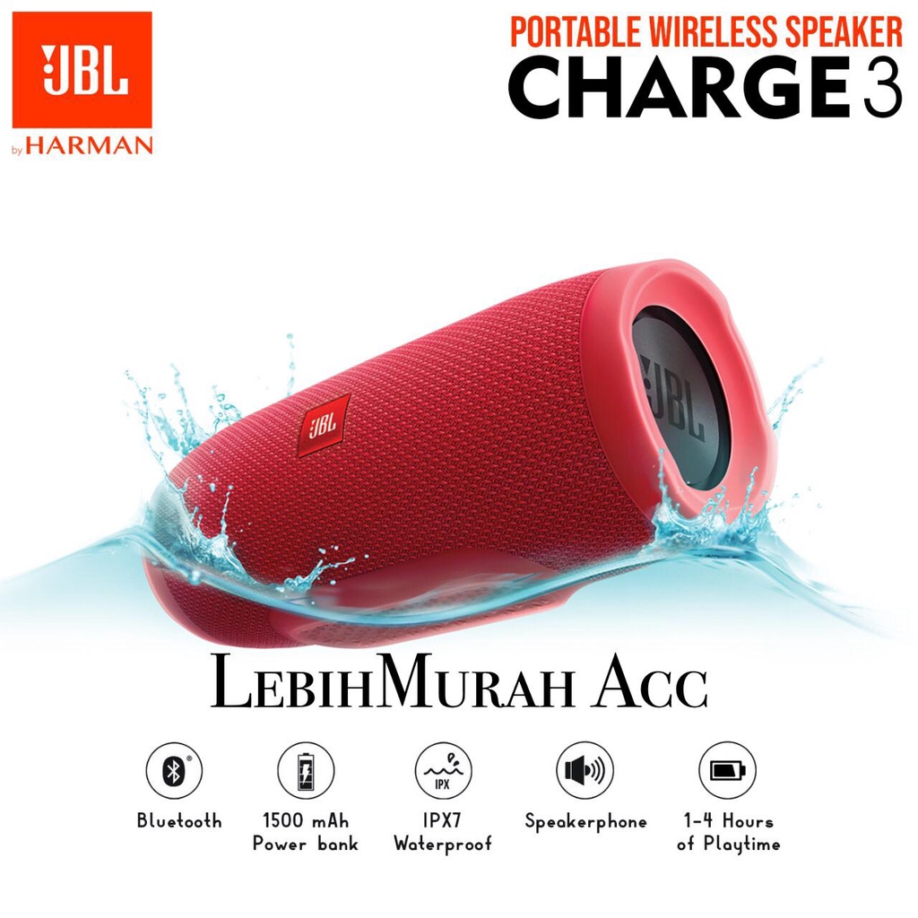 Speaker Bluetooth JBL Charge 3+ Wireless Portabel Speaker Aktif Super Bass CHARGE3 LARGE JUMBO High Quality OEM