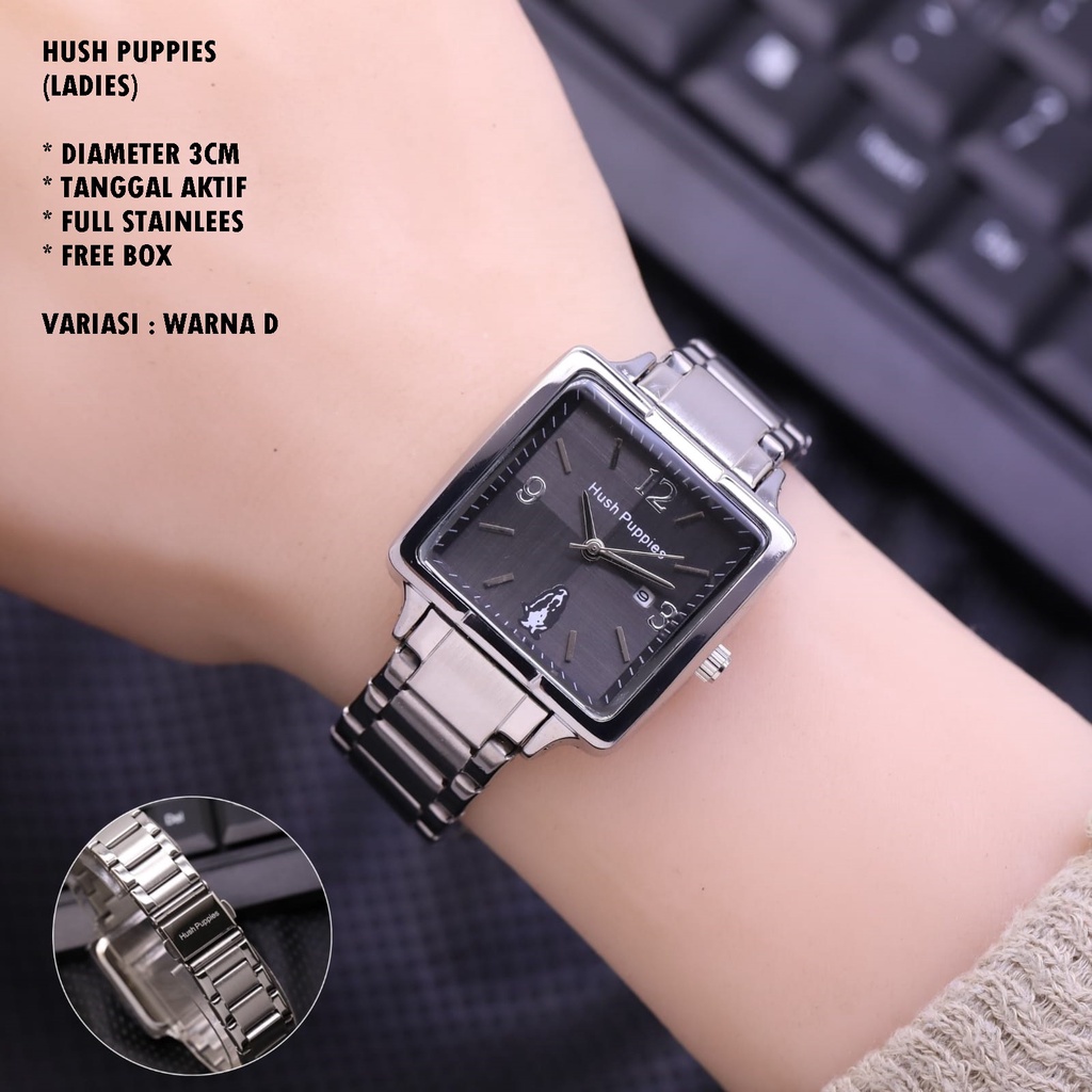 (BISA COD) JAM TANGAN WANITA HUSH PUPPIES FULL STAINLEES TANGGAL AKTIF