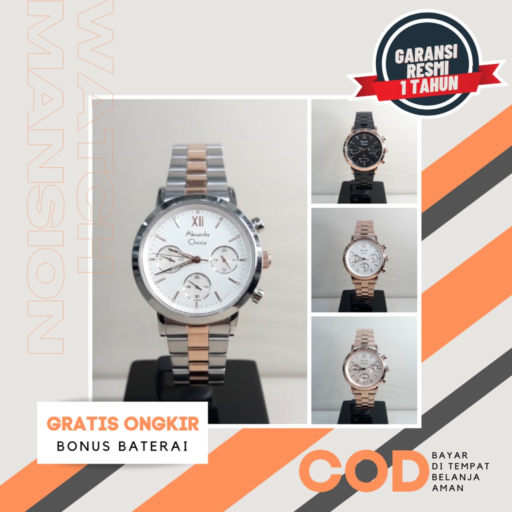 JAM TANGAN WANITA ALEXANDRE CHRISTIE 2901 AC2901 STAINLESS STEEL ORIGINAL GARANSI FREE BATERAI