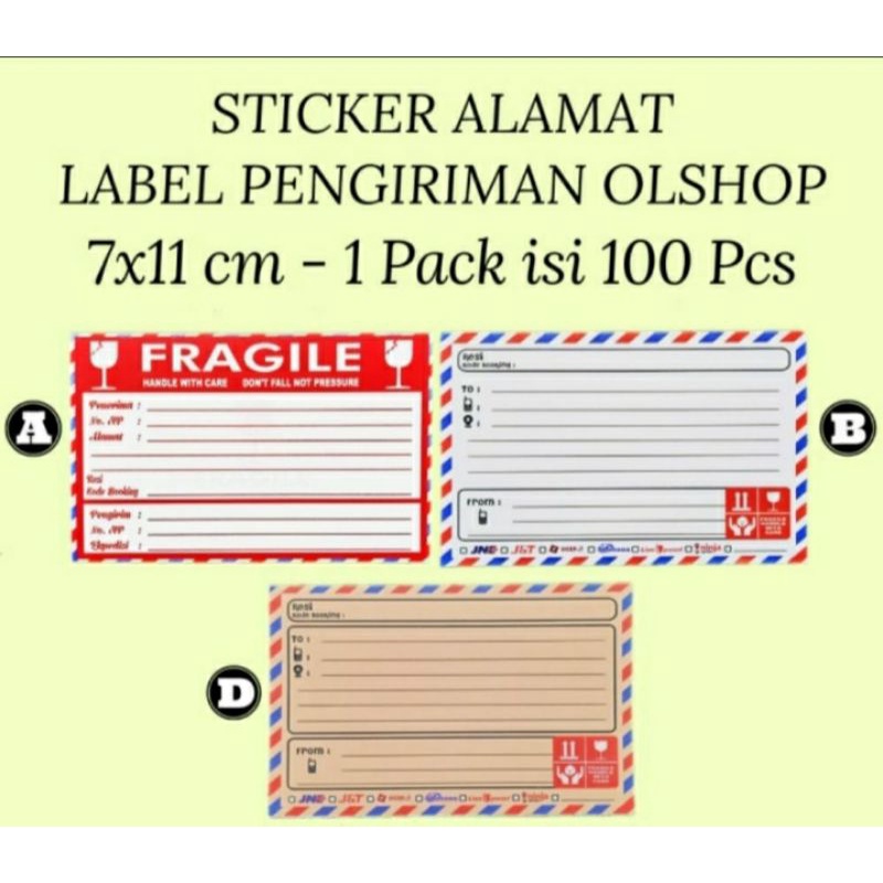 

PROMO!!! 100 pcs Sticker label pengiriman stiker alamat olshop uk 7x11cm per pack.