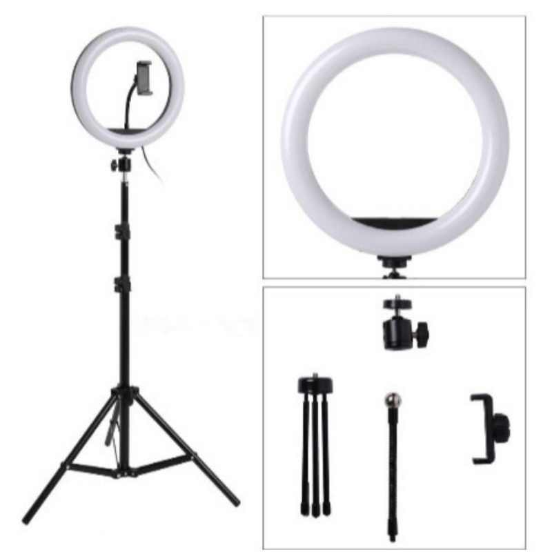 RINGLIGHT 26CM VLOG LIVE SELFIE + CAMERA TRIPOD 2,1 METER MULTIFUNGSI