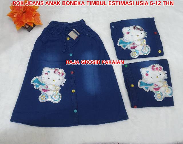 Rok Jeans Anak Boneka Timbul Estimasi Usia 3-12 Thn