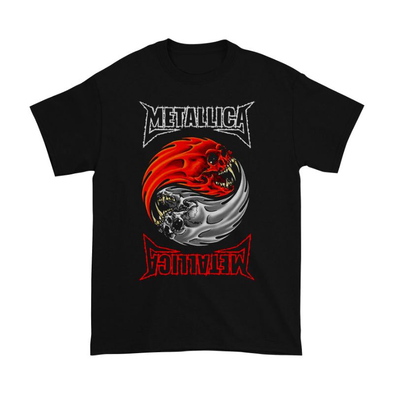 Kaos Band Metallica Yin Yang | Kaos Music Metallica | T-Shirt Vintage Band | Kaos Pria dan Wanita