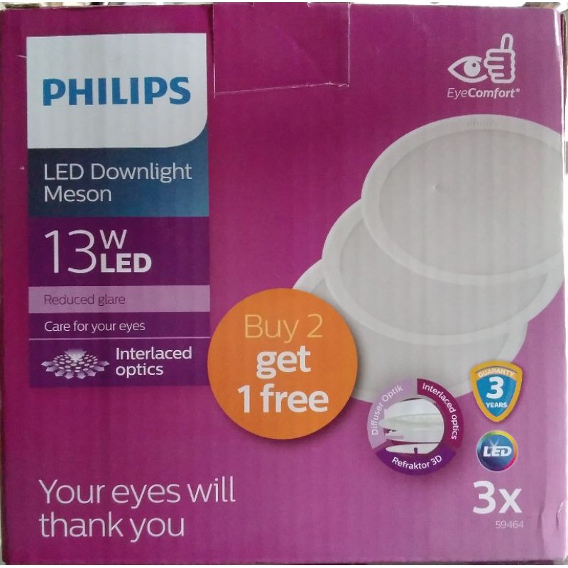 Downlight LED Philips Meson 13 Watt Beli 2 Gratis 1