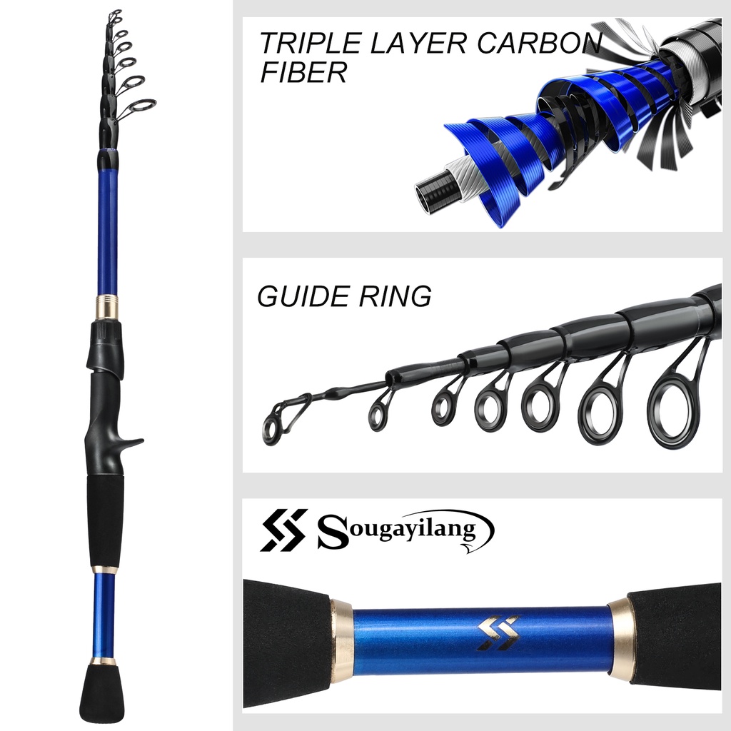 Sougayilang 1.8M-2.4M Fishing rod and reel set Carbon Fiber Casting Rod 18 + 1BB Fishing reel Combo pancingan set lengkap