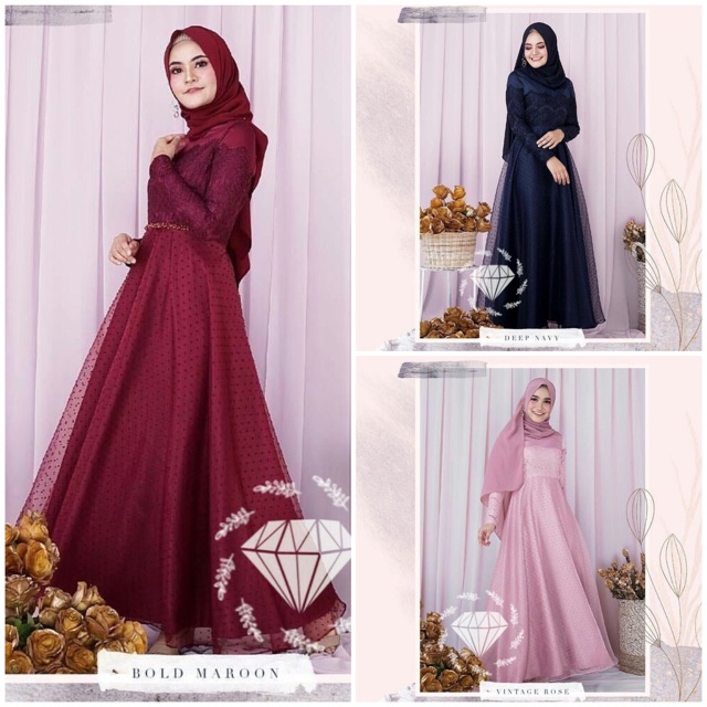 gamis organza dot
